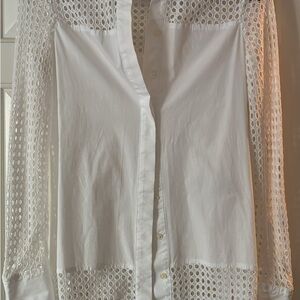 Banana Republic White Embellished Button Down Shirt